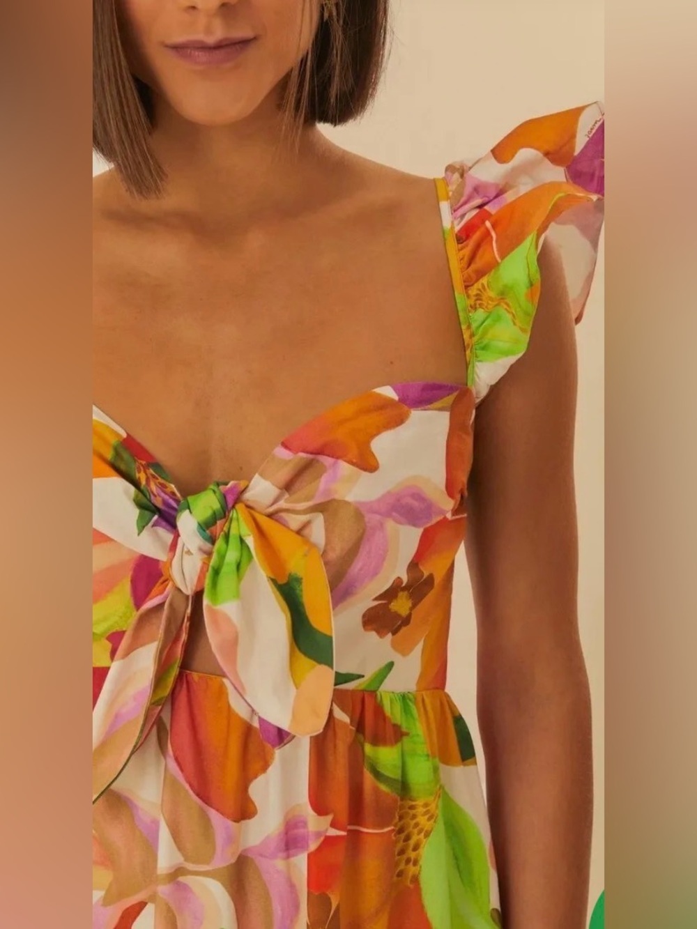 FARM Rio Multicolor Floral Tie-Front Tiered Maxi Dress - Picture 3 of 5